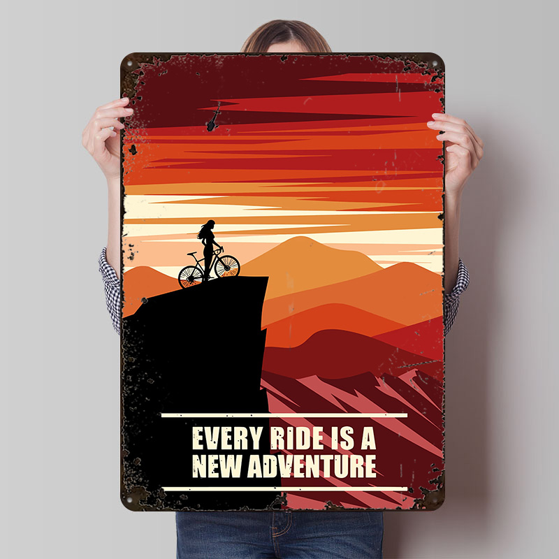 Retro Gaming At - Affiche métallique « Aventure cycliste au