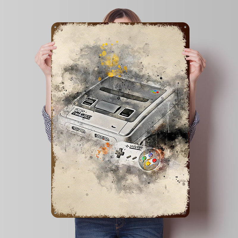 Retro Gaming Bar - Affiche Murale Métallique Gaming Personnalisée, Art