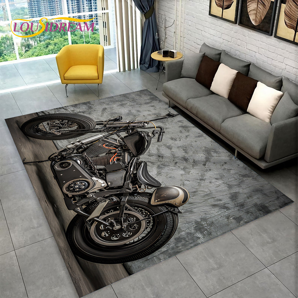 Retro Gaming Rug - Tapis rétro 3D vintage pour moto,