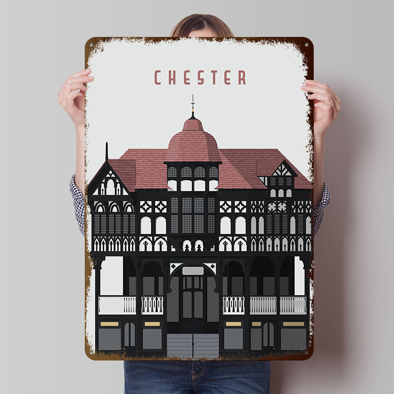 Retro Gaming Bar - Affiche de voyage Chester imprimée, art
