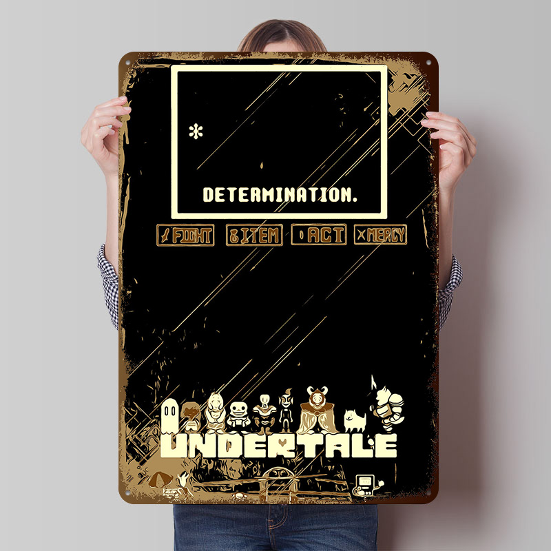 Retro Gaming Bar - Affiche métallique Undertale, art mural personnalisé,
