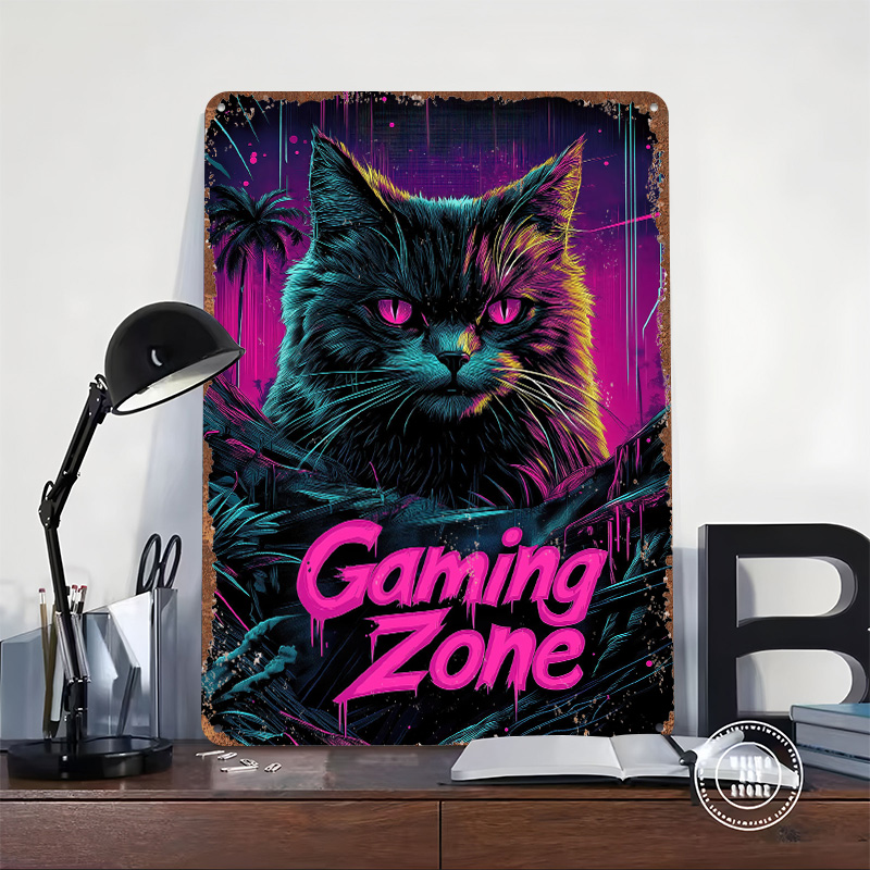 Plaque Métallique Gaming Cat P - Retro Gaming At avis et prix