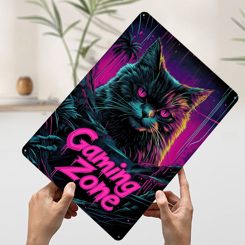 Plaque Métallique Gaming Cat P - Retro Gaming At avis et prix