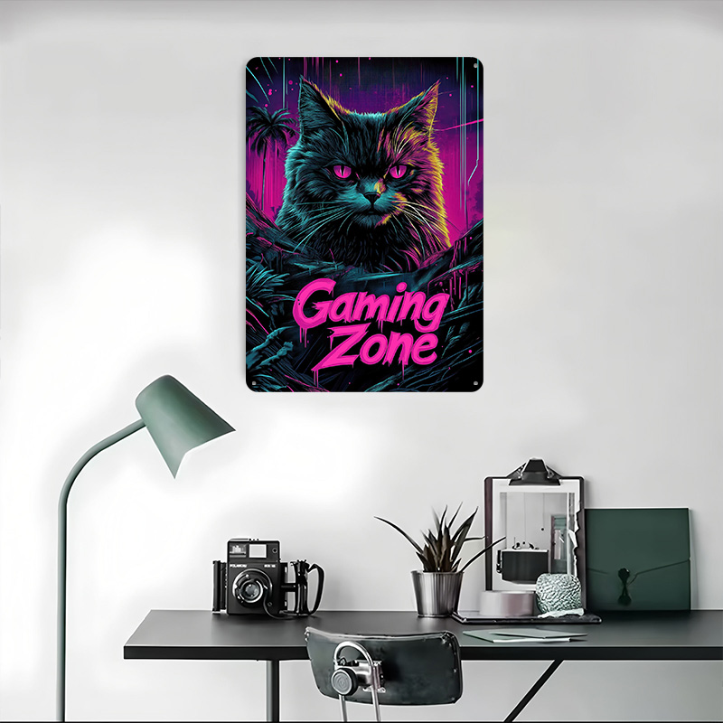 Plaque Métallique Gaming Cat P - Retro Gaming At avis et prix