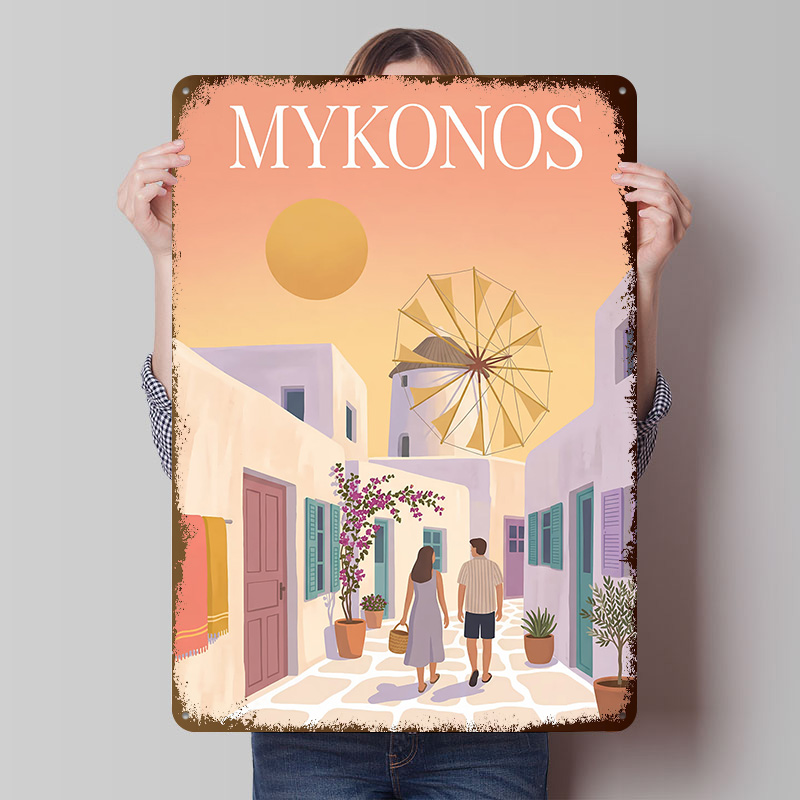 Affiche Métallique Mykonos Grè - Retro Gaming Bar avis et prix