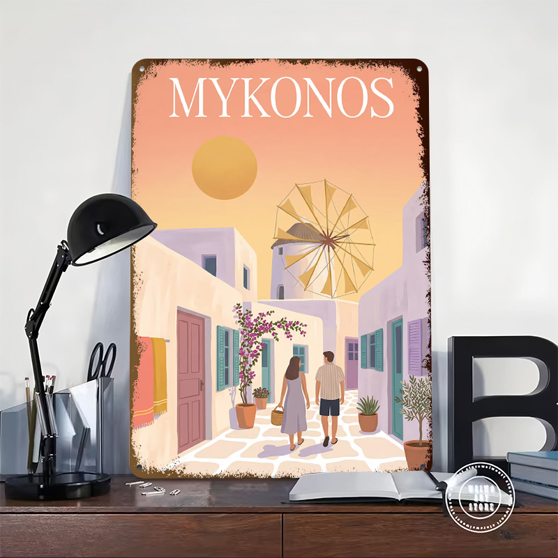 Affiche Métallique Mykonos Grè - Retro Gaming Bar avis et prix